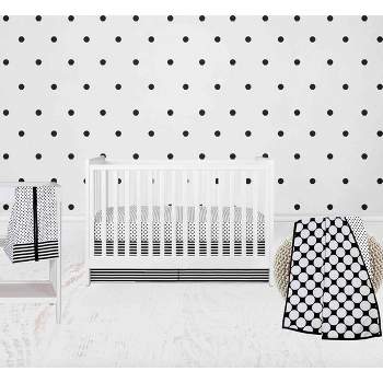 Bacati - Dots Stripes Black/White 4 pc Crib Bedding Set with Diaper Caddy