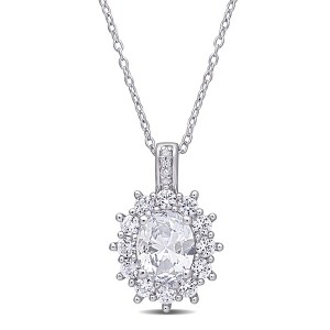 EVERLY JEWELRY | Sterling Silver 0.02 CT TW Diamond And 4 CT TGW Created White Sapphire Fashion Pendant With Chain, 18-inch - 1 of 4