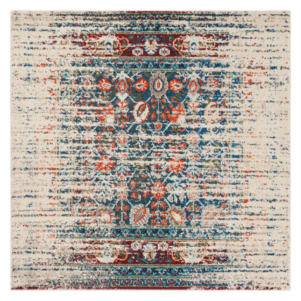 6'7inx6'7in Shapes Square Area Rug Ivory/Blue - Safavieh