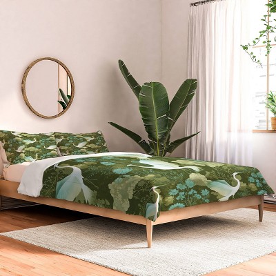 Deny Designs Caroline Okun A Mid Summer Night Crane King Comforter and Sham Set (2-3pc Set)