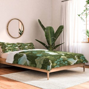 Deny Designs Caroline Okun A Mid Summer Night Crane King Comforter and Sham Set (2-3pc Set) - 1 of 4