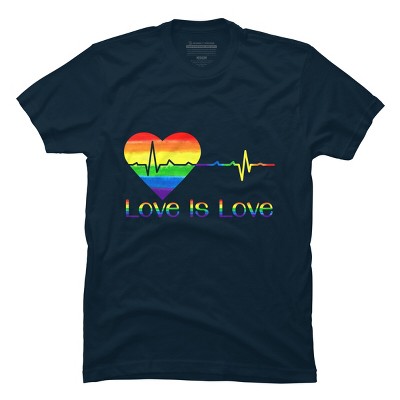 Adult Design By Humans Pride Love is Love Heartbeat By WinterJJ T-Shirt