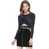 Allegra K Women's Glitter Long Sleeve Cut Out Twist Front Slim Fitted Crop Top - 2 of 4