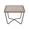Glass Coffee Table Square Cocktail Table Center Table Accent Table Sofa Side Table with Geometric Cut-outs Top - ModernLuxe - 2 of 4