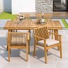 5 PCS Patio Dining Set with Dining Table, Slatted Top Design Table, Acacia Wood Frame Dining Chairs with Polyester Cushion Covers-Coolbibila - 3 of 4