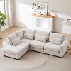 TIRAMISUBEST 4-Piece L-Shaped Sectional Sofa with 4 Lumbar Pillows, Convertible Linen Couch with Ottoman - 4 of 4