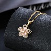 Attop Flower Necklace for Women Rotatable Crystal Silver Blossom Pendant Necklaces Redbud Flower Choker - 3 of 4