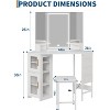 Corner Vanity Desk and Stool, Corner Makeup Vanity with Light Bulbs Mirror Charging Station and Cabinet for Bedroom - 2 of 4