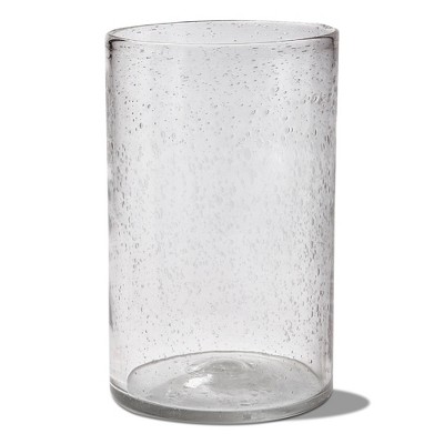 tagltd 12.75" Headlands Hurricane Large Clear Blown Glass Vase with White Wave Pillar Candle Holder