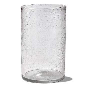 tagltd Headlands Hurricane Vase Clear Glass with White Wave Pillar Candle Holder Large Size, 8.0L x 8.0W x 12.75.6H inches