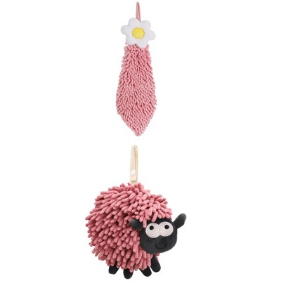 REGALWOVEN Flower and Sheep Shape Absorbent Fast Drying Chenille Hand Towels with Hanging Loop 6" x 15"/7" x 7" 2 Packs