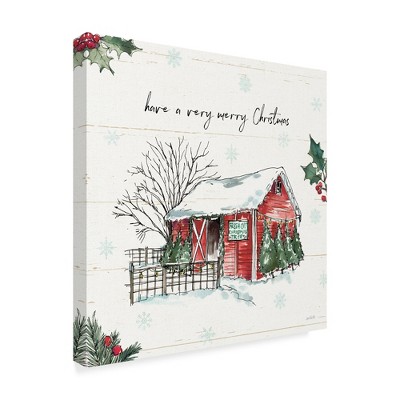 Trademark Fine Art -Anne Tavoletti 'Holiday On The Farm Iv Merry Christmas' Canvas Art
