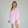 Anna-Kaci Lounge Women's Gingham Long Sleeve Nightgown with Peter Pan Collar and Ribbon Trim Detail - 2 of 4