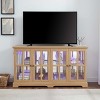 SpassWay 32"H Oak Antique LED Curio Display Cabinet with Four Glass Doors and Adjustable Shelves Vintage Collectible Showcase for Home or Office - 4 of 4