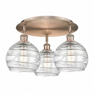 Athens Deco Swirl - 3 Light Flush Mount In Industrial Style-10.38 Inches Tall and 19.75 Inches Wide