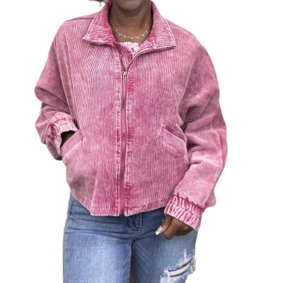 Women's Weeping Willow Ribbed Zip Up Jacket - White Birch