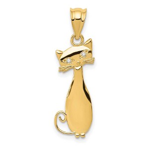Black Bow Jewelry 14k Yellow Gold & .01 Ctw (I-J, I2) Diamond Cat Pendant - 1 of 4