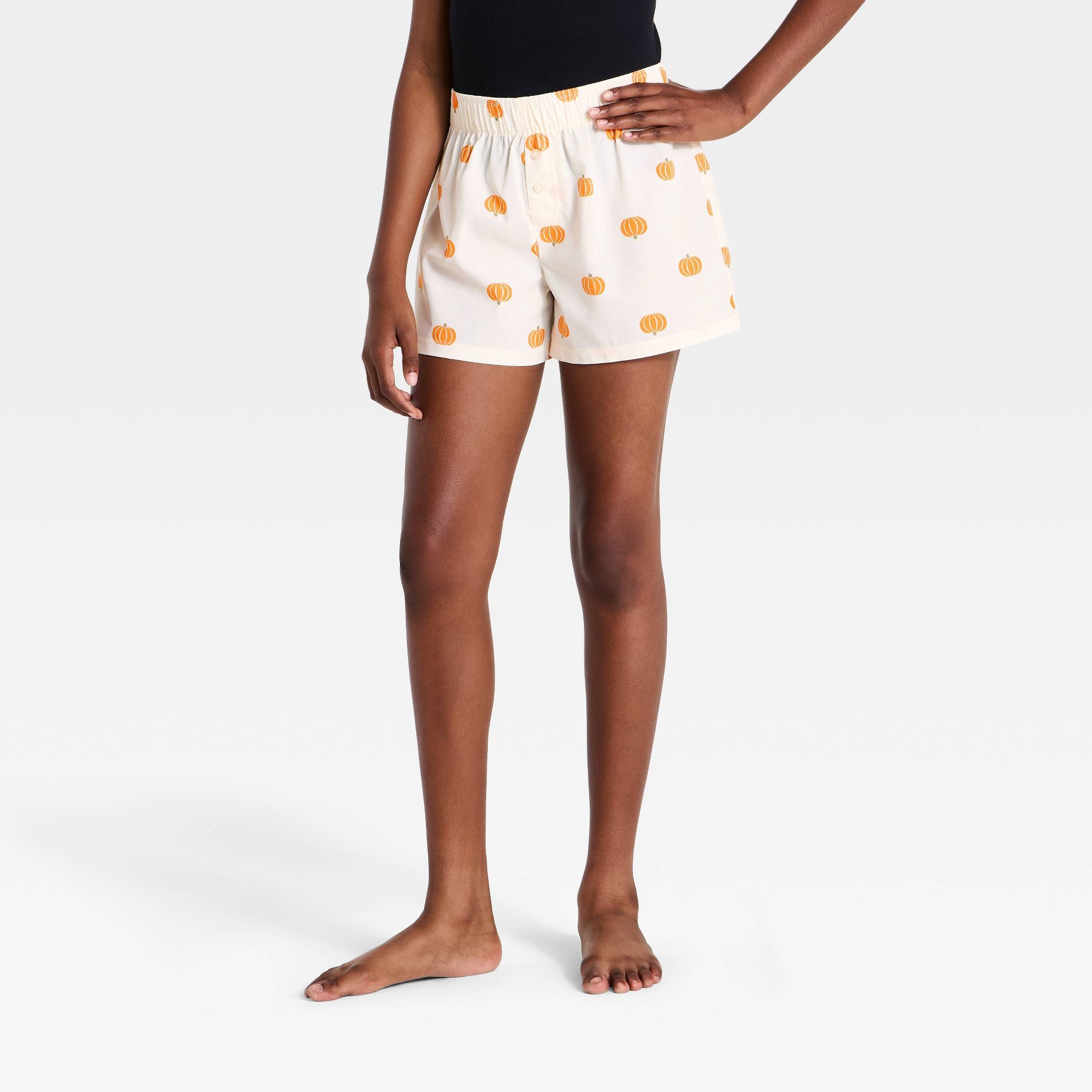 Girls' Halloween Pumpkin Boxer Shorts - art class™ Cream
