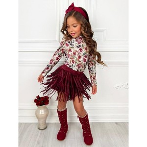 Autumn Rose Top and Fringe Skort Set Mia Belle Girls - 1 of 4