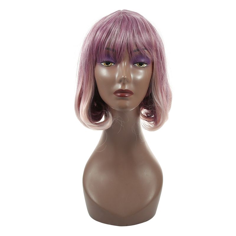 Unique Bargains Curly Women's Wigs 12" Pink with Wig Cap Synthetic Fibre, 1 of 7