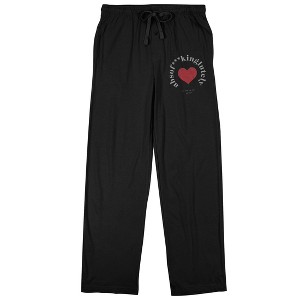 Sex And The City Heart Shape Curved Absof***kinglutely Text Women’s Black Sleep Pajama Pants - 1 of 4