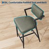 Set of 2 Counter-Height Bar Stools ¨C Retro Green Upholstered with Armrests & Footrests (27" Tall) for Kitchen Islands & Bars - 4 of 4