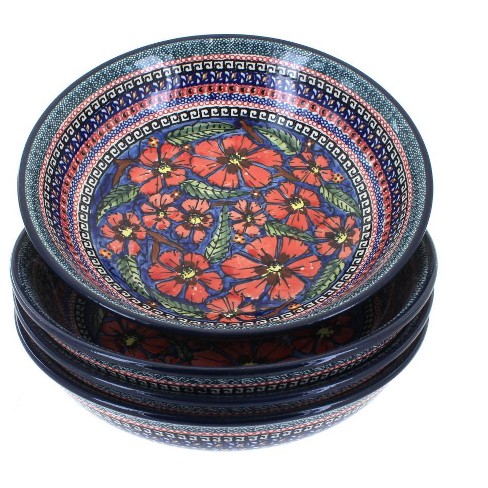 Blue Rose Polish Pottery  Jungle Flower Large Mixing Bowl