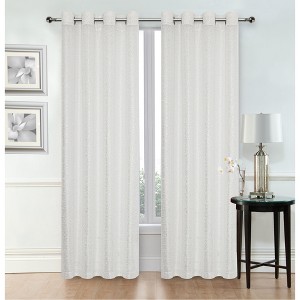 Kate Aurora Glam Chic Living 2 Pack Metallic Foil Sparkle Slub Sheer Grommet Top Curtain Panels - 1 of 4