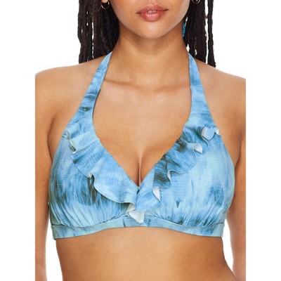 Birdsong Women's Santorini Sea Ruffle Halter Bikini Top - S10233-SANSE