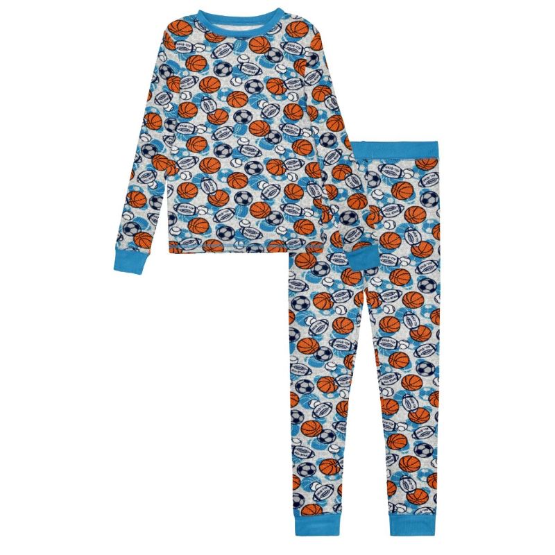 Sleep On It Boys 2-Piece Super Soft Jersey Long Sleeve Snug-Fit Pajama Set, 1 of 8