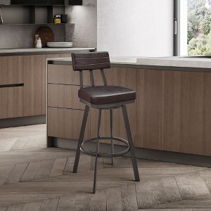 PAGED Swivel Bar Stools Faux Leather Counter Stools with Footrest, Island Chairs for Home Pub - 1 of 4