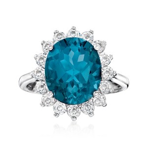 Ross-Simons 5.40 Carat London Blue Topaz and 1.10 ct. t.w. White Topaz Ring in Sterling Silver - 1 of 4
