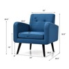 Tangkula Modern Upholstered Accent Chair Linen Fabric Single Sofa with Rubber Wood Leg Grey/ Blue - 4 of 4