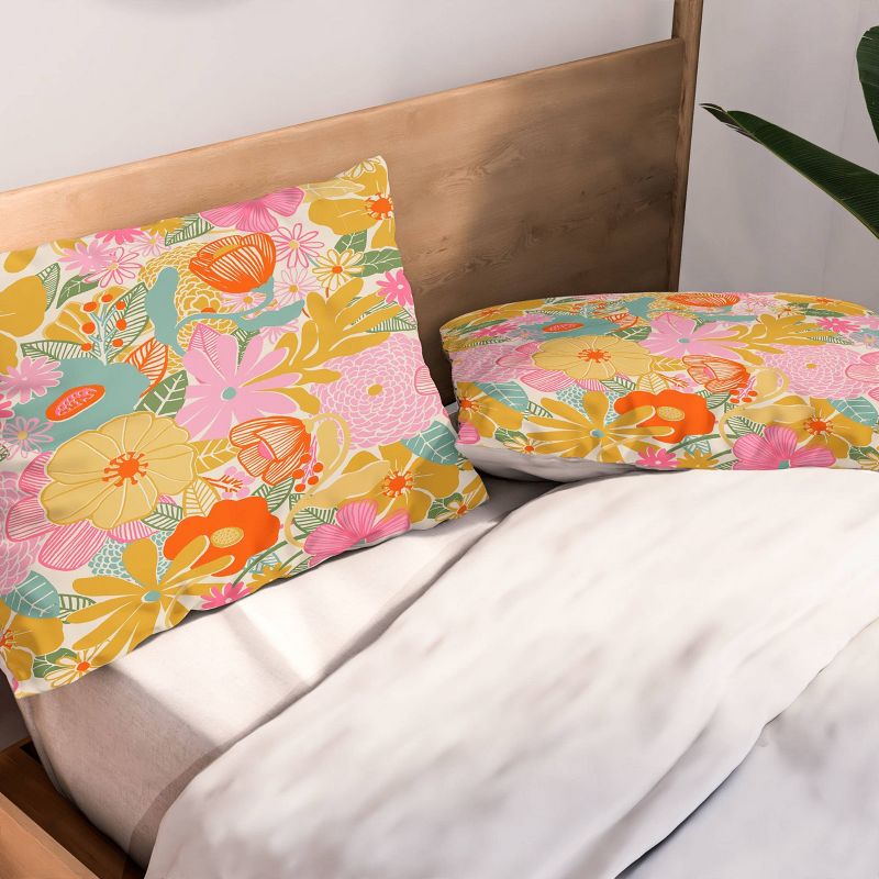 Deny Designs Megan Galante 60s Retro Floral Comforter Set Gold, 5 of 7