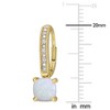 EVERLY JEWELRY | 10k Yellow Gold 1 1/3 CT TGW Opal and Diamond Accent Miligrain Leverback Drop Earrings - 3 of 4