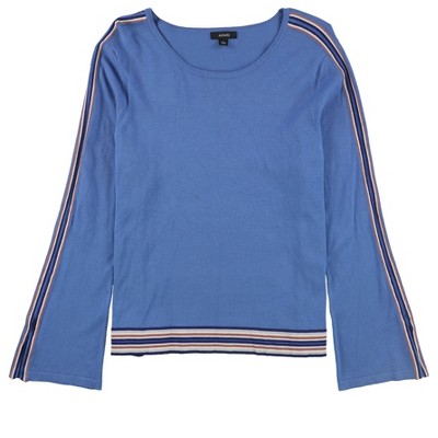 Alfani Womens Striped Bell Sleeve Pullover Sweater