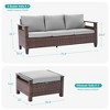 Sonkuki 3 Pieces Patio Sofa with Ottomans, All-Weather PE Rattan Wicker Sofa Small Patio Conversation Couch with Cushion - 3 of 4