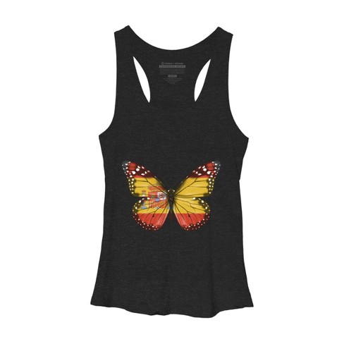 Women's Design By Humans Butterfly Flag Of Spain By GiftsIdeas Racerback Tank Top - image 1 of 2