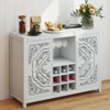 AEELLEEA Wine Bar Cabinet with 2 Doors MDF Buffet Storage Liquor Cabinet with Wine Rack and Glass Holder for Living Dining Room Kitchen White - 3 of 4