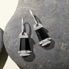 Ross-Simons Black Agate and .70 ct. t.w. White Topaz Drop Earrings in Sterling Silver - 3 of 4