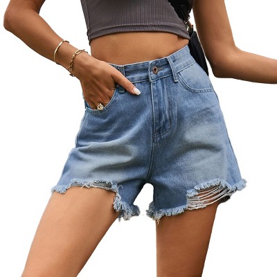 Ripped Denim Shorts for Women Highwaist Summer Shorts Ripped Jeans Shorts with Pocket  Frayed Shorts Summer Comfy Shorts Nashville Outfits