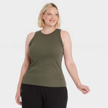 Women's Ribbed Tank Top - A New Day™ Olive 3X