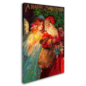 Trademark Fine Art -Vintage Apple Collection 'Happy Christmas' Canvas Art - 1 of 3