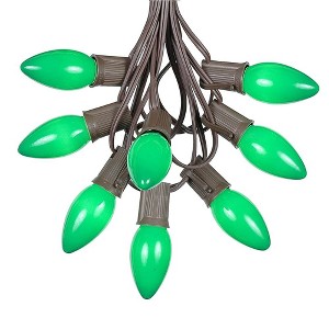 Novelty Lights 25 Feet C9 Ceramic Christmas String Light Set, Ceramic Vintage Holiday Hanging Light Set, Brown Wire - 1 of 4