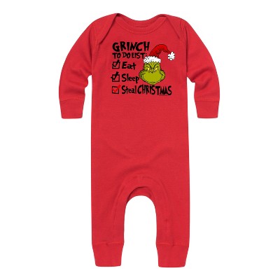 Boys' Dr. Seuss The Grinch Christmas Eat, Sleep, Steal Christmas  - Red - 18 Months