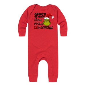 Boys' Dr. Seuss The Grinch Christmas Eat, Sleep, Steal Christmas  - Red - 18 Months - 1 of 3