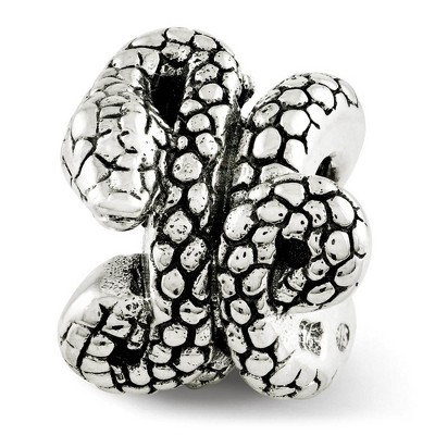 Black Bow Jewelry Antiqued Sterling Silver 3D Snake Bead Charm