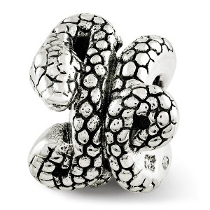 Black Bow Jewelry Antiqued Sterling Silver 3D Snake Bead Charm - 1 of 3