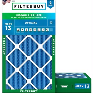 Filterbuy 16x36x4 Air Filter (2-Pack), Pleated MERV 13 Health Defense Replacement HVAC AC Furnace Filters (Actual Size: 15.50 x 35.50 x 3.63) - 1 of 4
