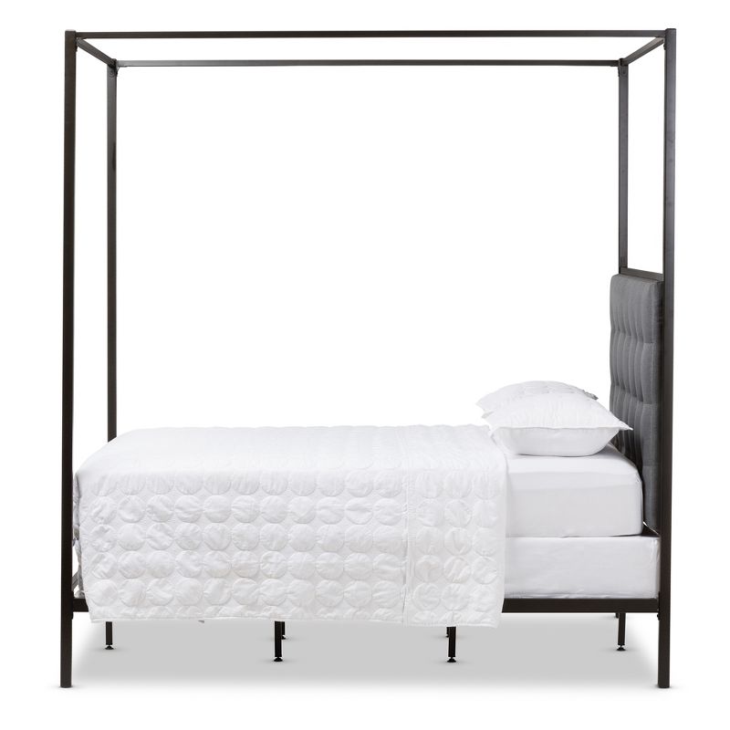 Queen Eleanor Vintage Industrial Finished Metal Canopy Bed Black - Baxton Studio, 3 of 10